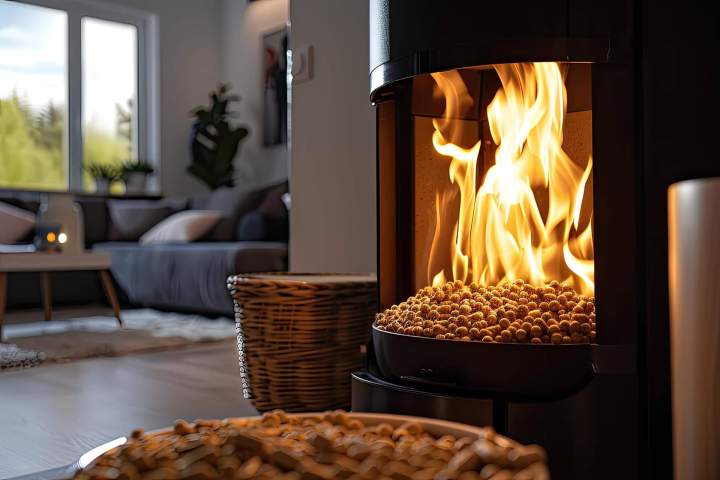 poele contemporain dans salon flammes granules 1235831 103561